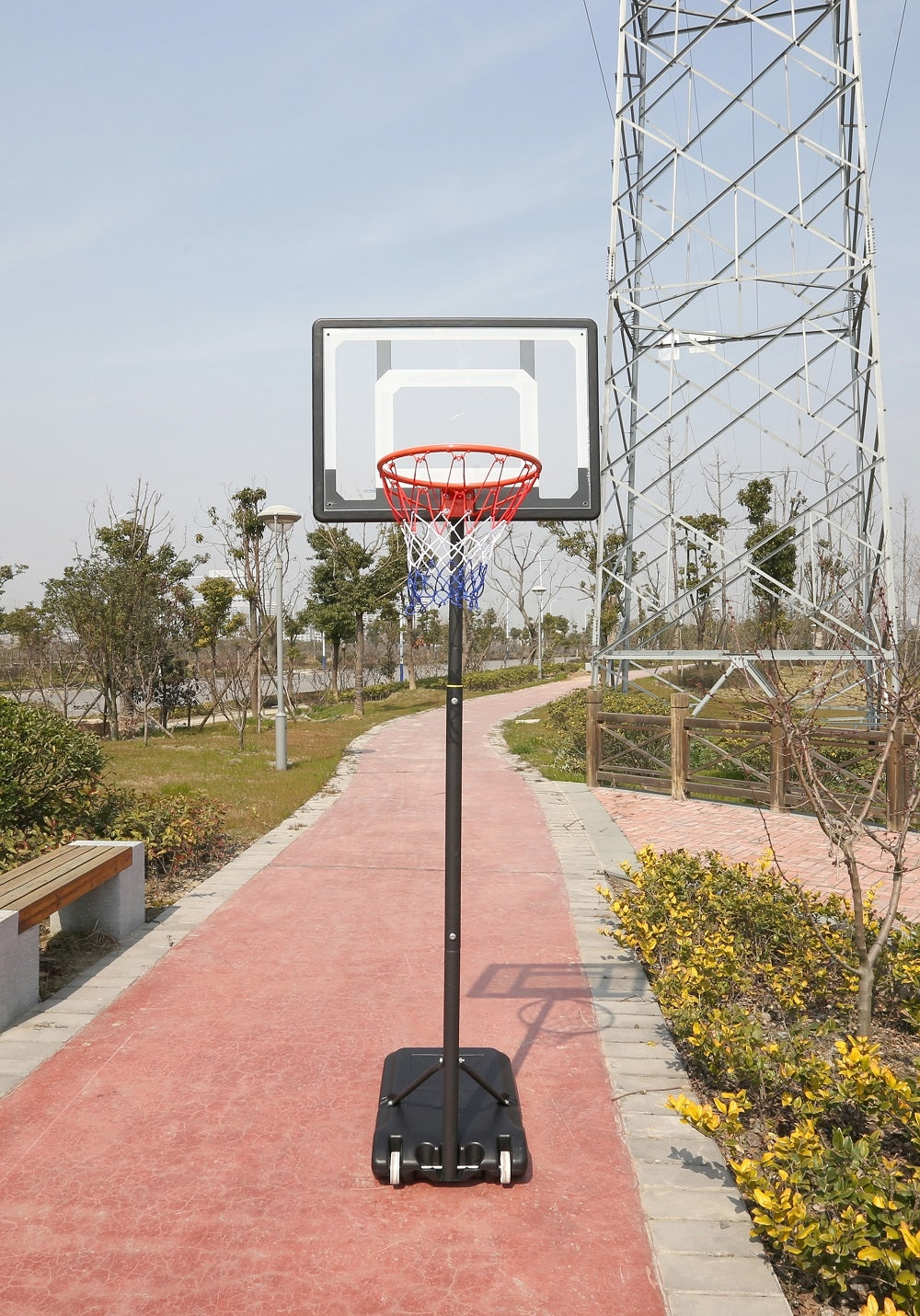 32" Adjustable 1.6m-2.1m Portable Kids Basketball Hoop System Stand