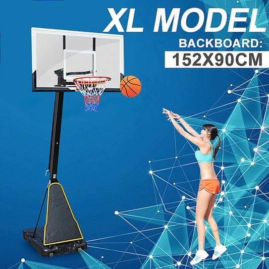 Pre-order 60 inch Portable XL Basketball Ring System Adjustable (2.3-3.05m) Backboard 152x90cm