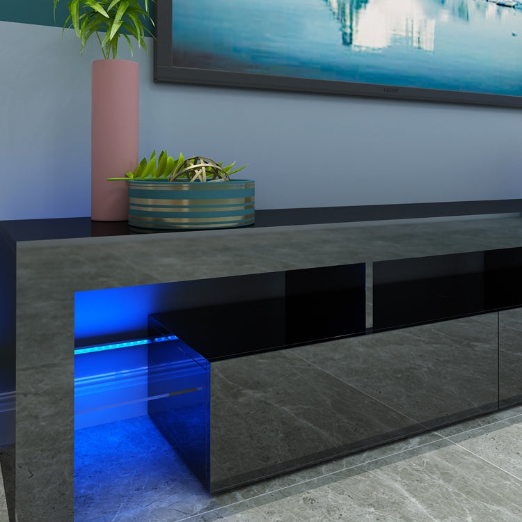 Modern 200cm LED TV Cabinet Entertainment Unit Stand Black