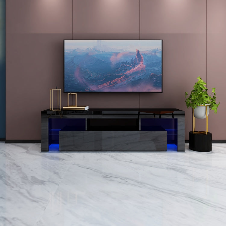 Modern LED TV Cabinet Entertainment Unit Stand High Gloss Furniture 1600mm Black