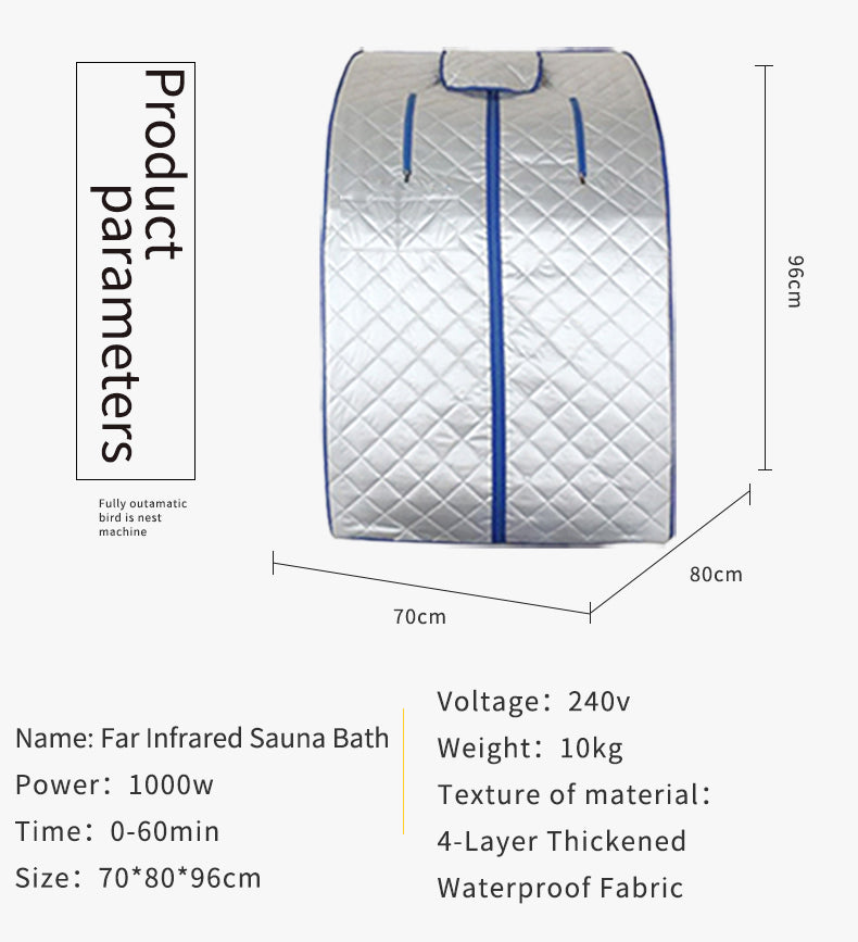 Portable Far Infrared One Person Home Sauna with Chair Foot Heating Pad 96cm Tall