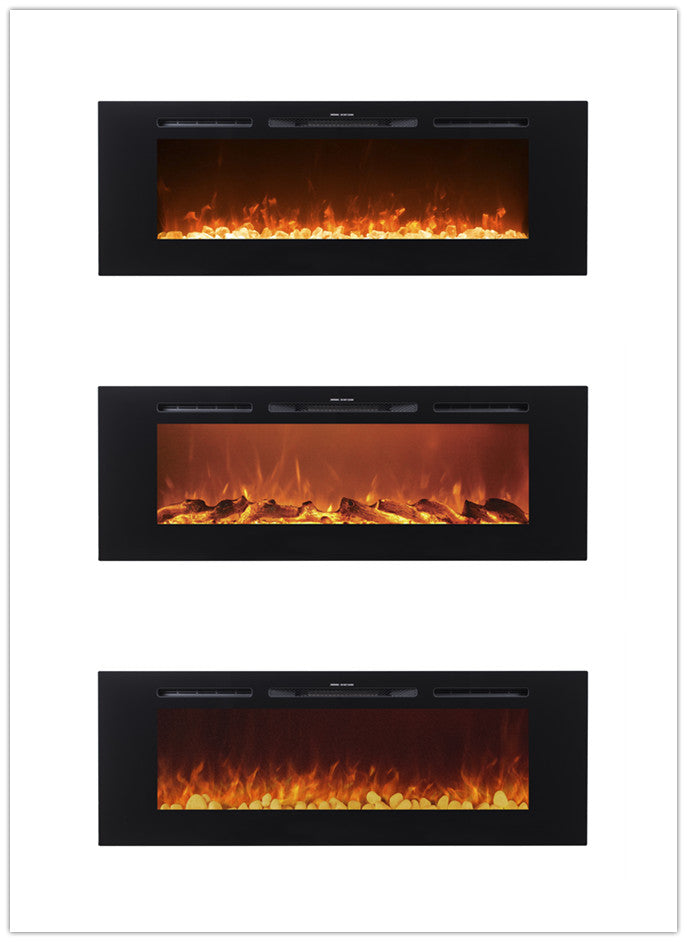 Victoria 60" Black Built-in Recessed / Wall mounted Heater Electric Fireplace