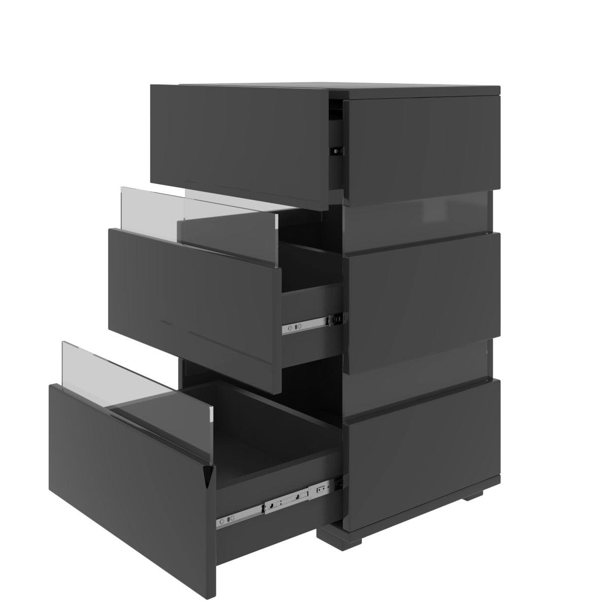 Modern RGB LED Bedside Table Side Table Nightstand High Gloss Storage Black