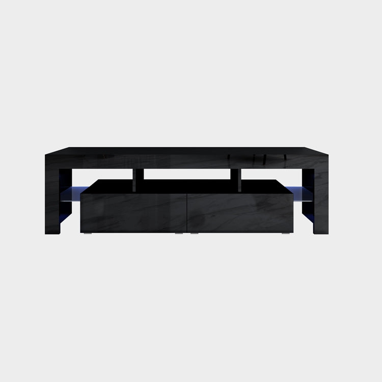 Modern LED TV Cabinet Entertainment Unit Stand High Gloss Furniture 1600mm Black