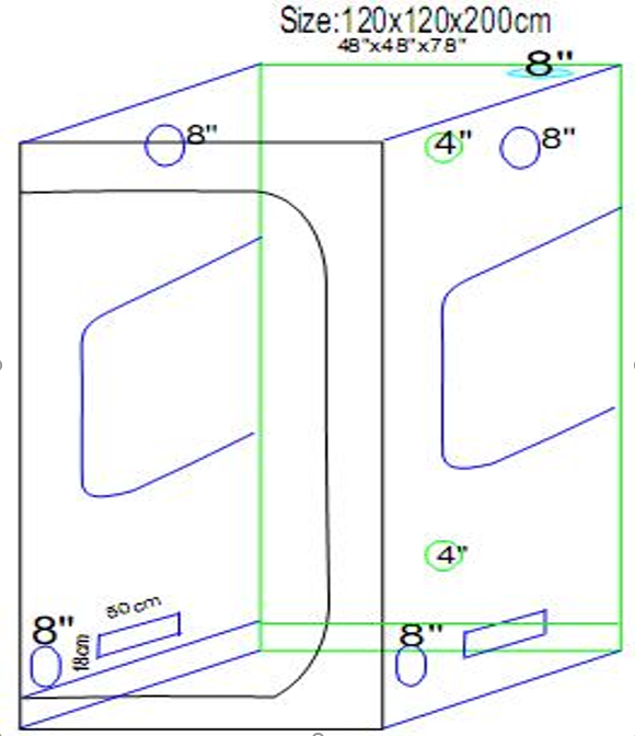 Hydroponic Indoor Reflective Grow Tent Room Plant - 120x120x200cm