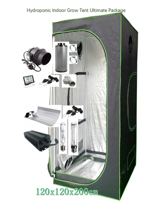 120x120x200cm Hydroponic Indoor 600D Grow Tent Ultimate Package 600W 6" Fan/Filter