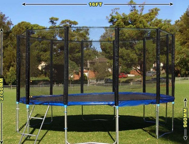 16 Feet Outdoor Trampoline Enclosure Set with Safety Net and Ladder Trampoline Sports Outdoors Australia Top Online Department Store AlwaysDirect