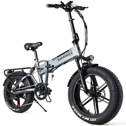 20 Inch 500W SAMEBIKE Folding Electric Bike Fat tire Bicycle Scooter E-scooter E-bike 10.4Ah 48V Battery Max 35 KPH Sliver Grey