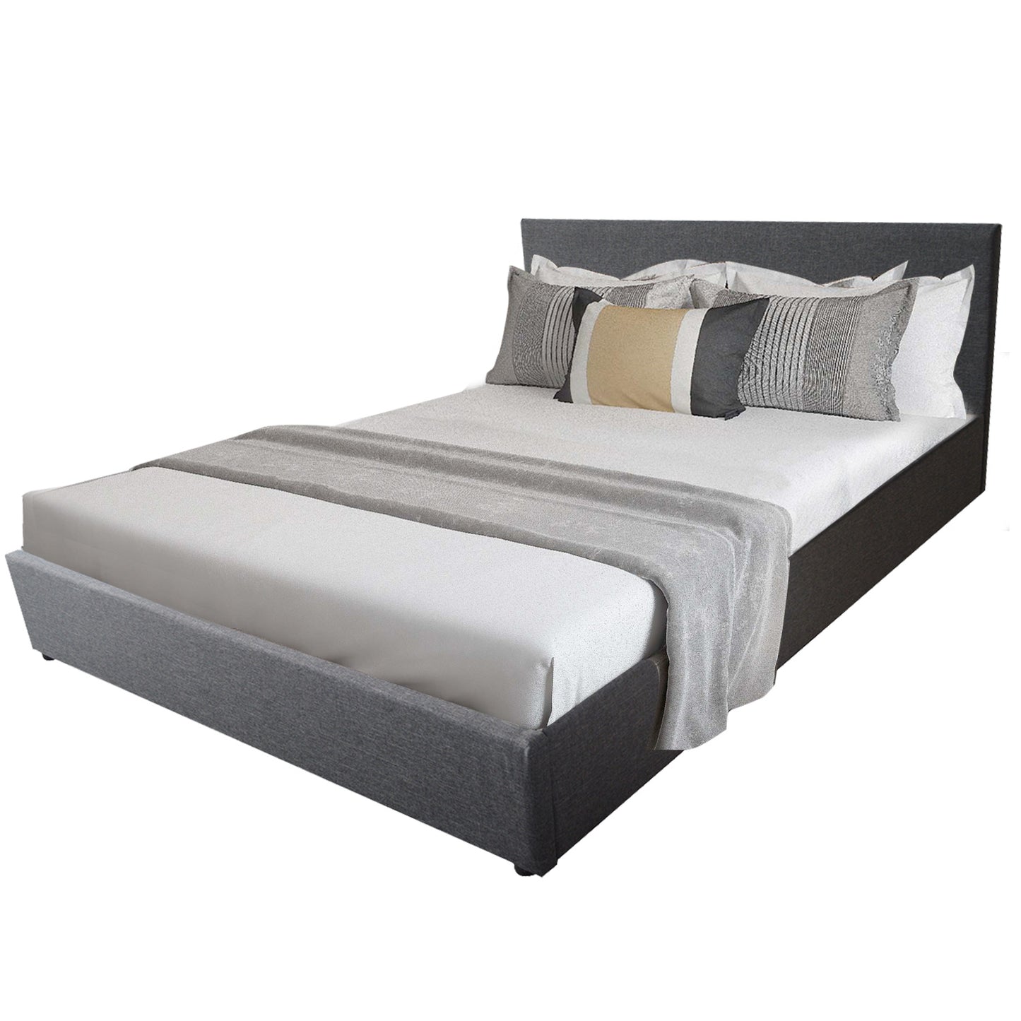 Fabric Gas Lift Storage Bed Frame Queen Charcoal CB120