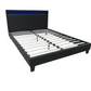 LED Bed Frame Queen Full Size Black PU Leather