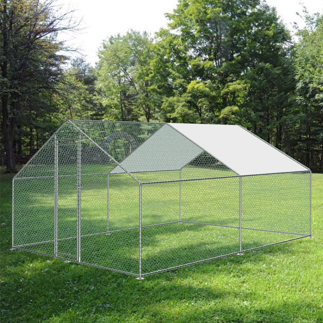 Walk-in 3X4X2M Steel Metal Chicken Coop Run Enclosure Poultry Cage