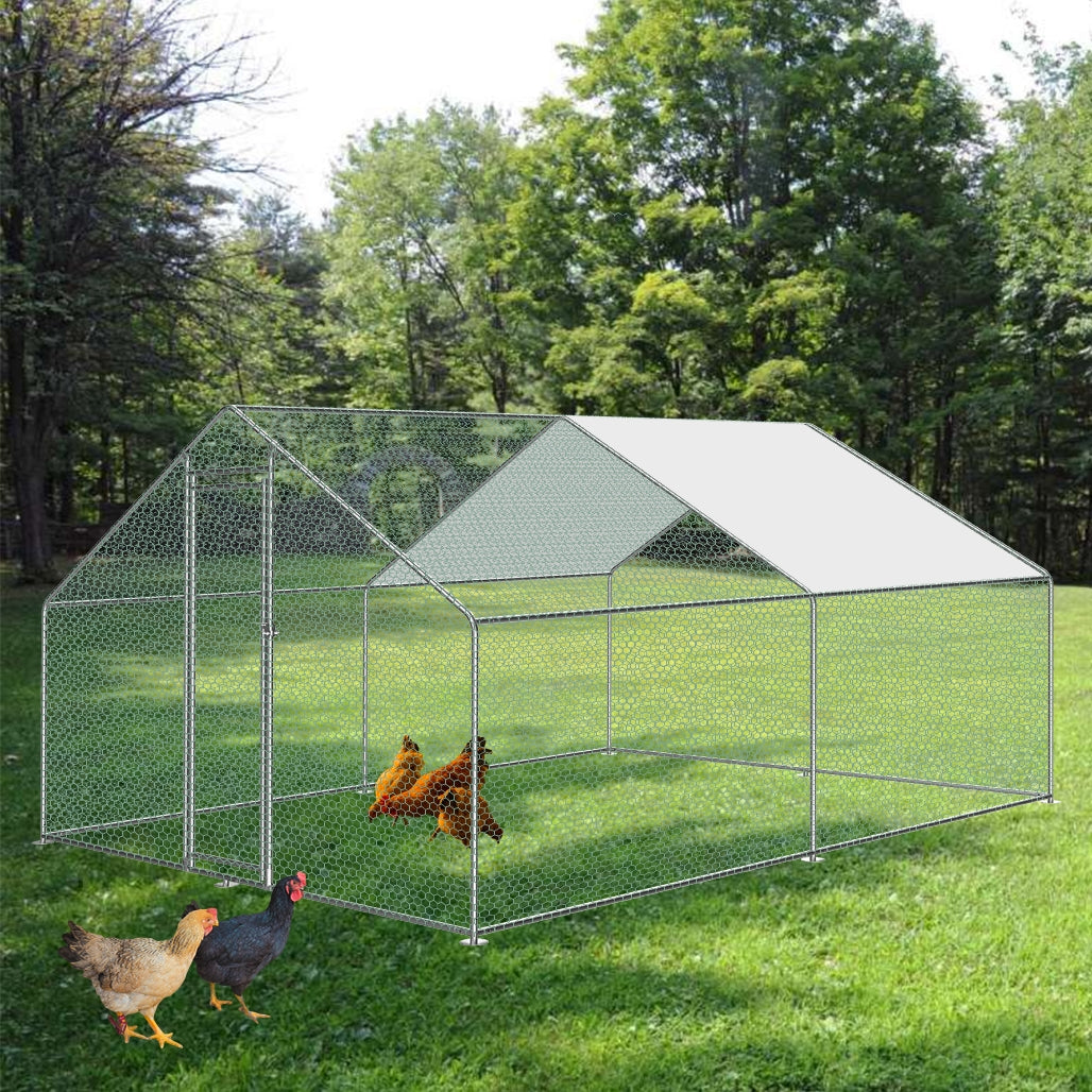 Walk-in 3X3X2M Steel Metal Chicken Coop Run Enclosure Poultry Cage