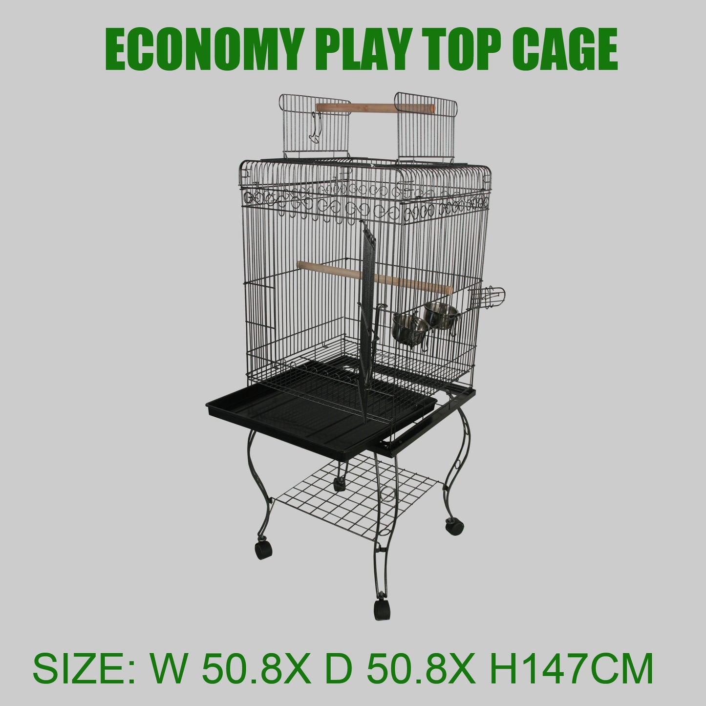 Flat Top Bird Cage Aviary Travel Stand for Budgie Parrot Pet