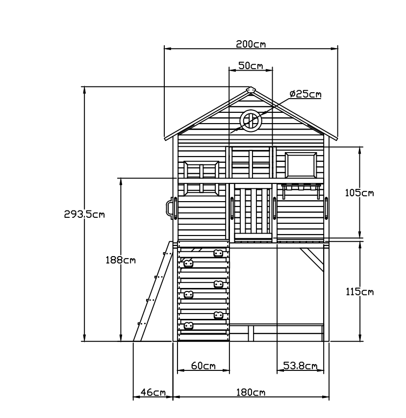 Outdoor Wooden Tower Kids Play Cubby House Cubbyhouse Sandpit Slide Climbing Rock 2124