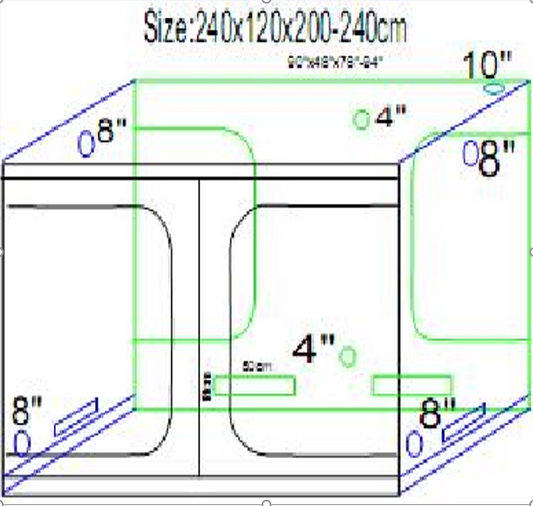 Hydroponic Indoor Reflective Grow Tent Room Plant - 240x120x200cm