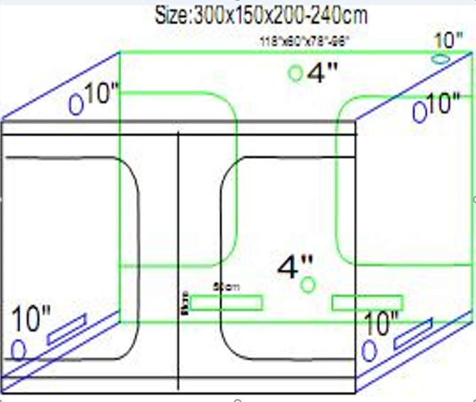 Hydroponic Indoor Reflective Grow Tent Room Plant - 300x150x200cm