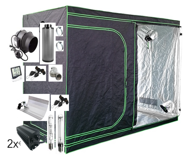 300x150x200cm Hydroponic Indoor 600D Grow Tent Ultimate Package 600W x2 and 6" Fan Kit