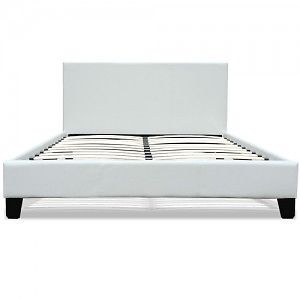 California Leather Bed Frame (Queen Size, White Colour)