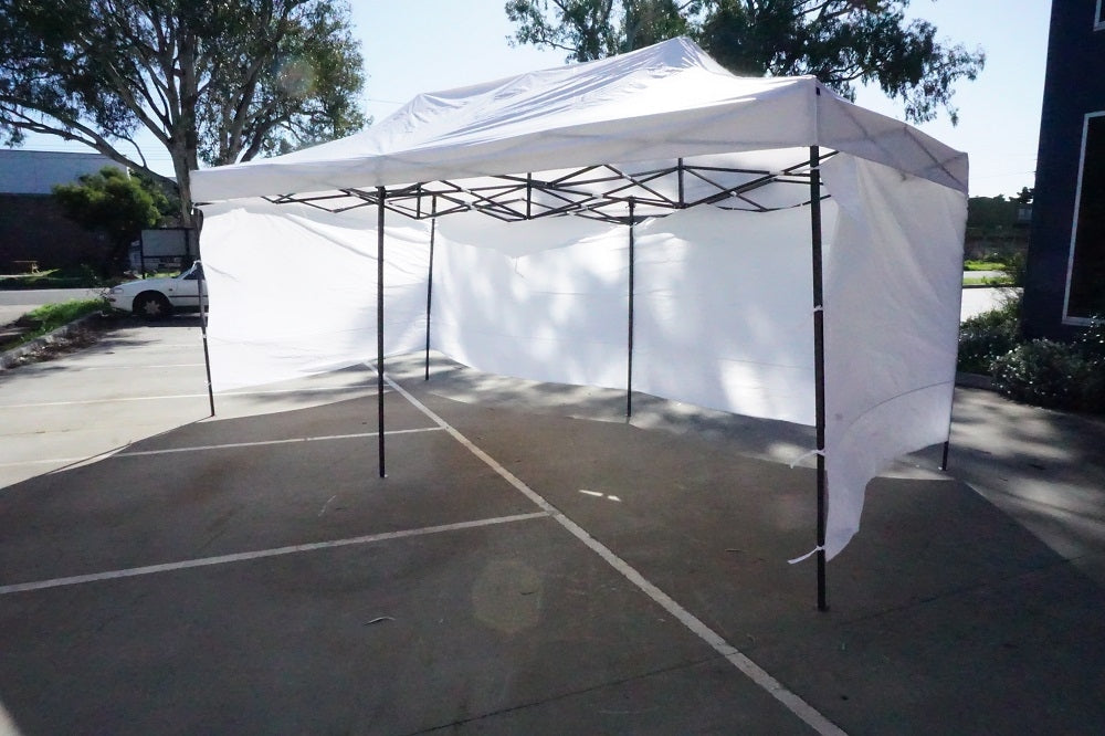 3X6M Folding Gazebo Outdoor Marquee Pop Up White 3 sided wall