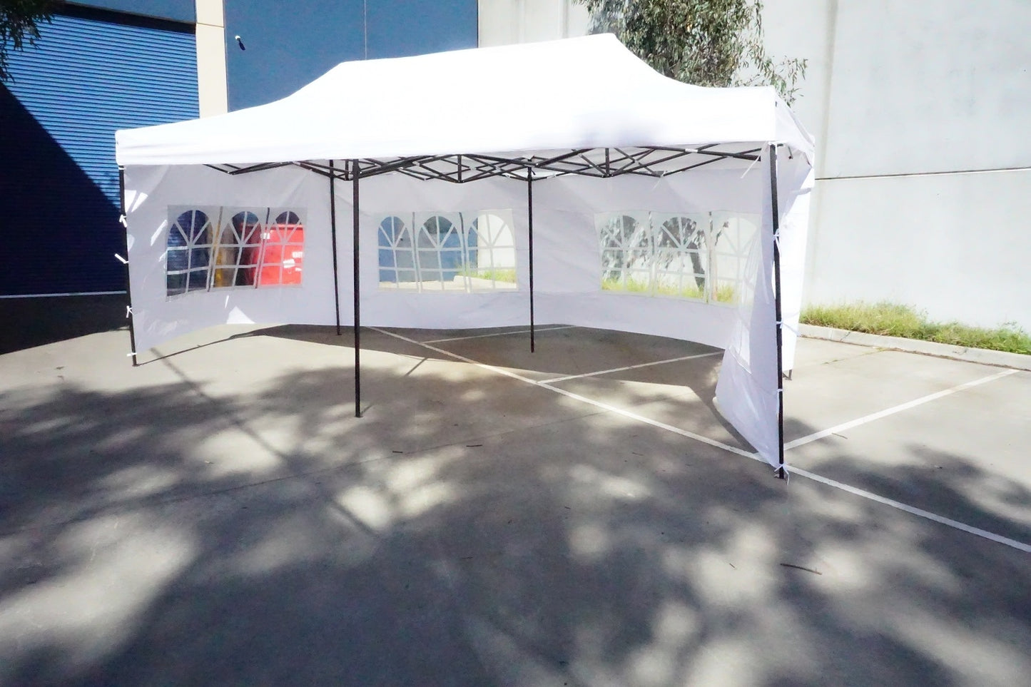 3X6M Folding Gazebo Outdoor Marquee Pop Up White 3 sided window wall