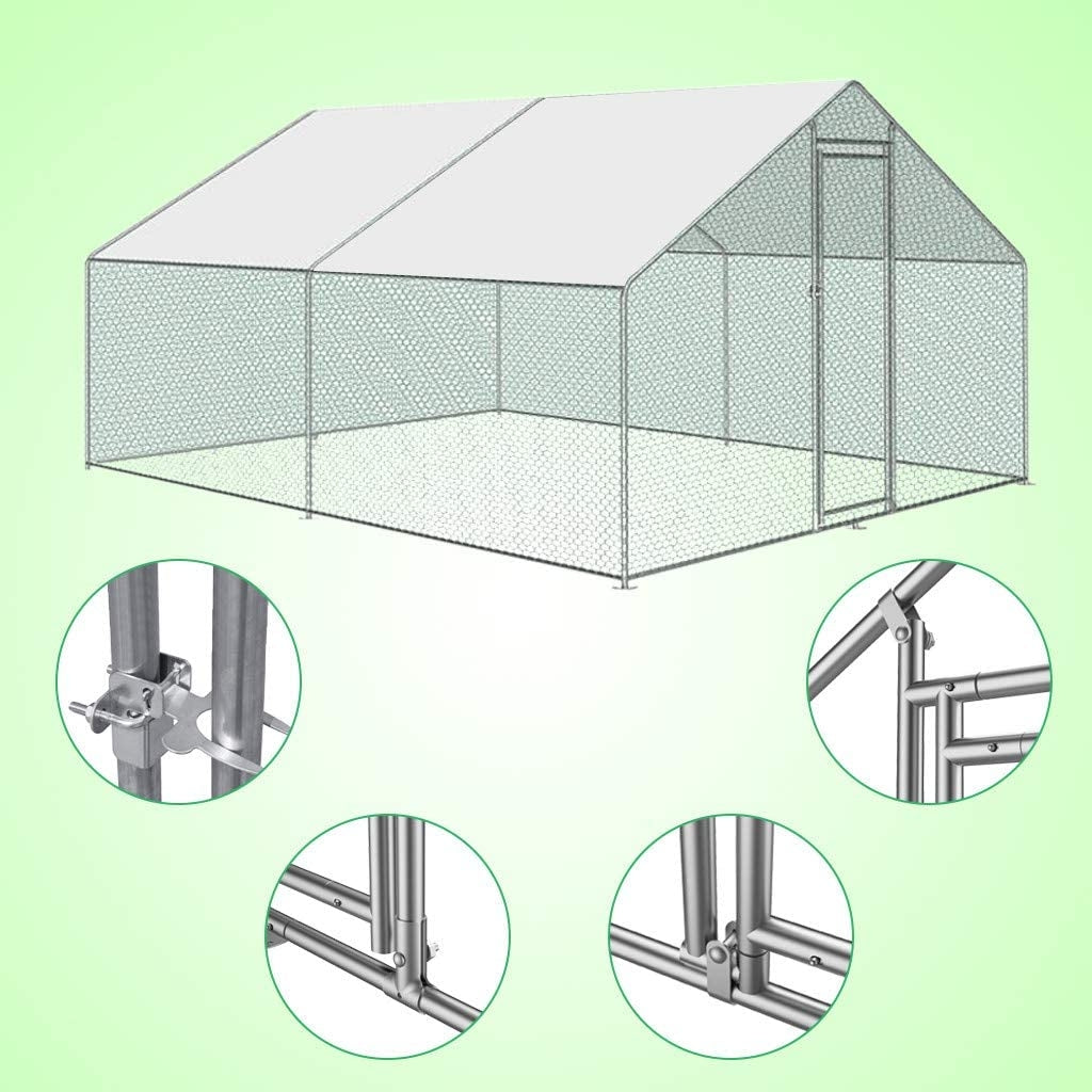 Walk-in 3X4X2M Steel Metal Chicken Coop Run Enclosure Poultry Cage