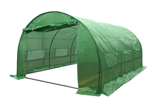 3x4.5m Heavy Duty 0.8x25mm Galvanised Frame Garden Shed PE Polytunnel Greenhouse