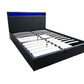 LED Bed Frame Queen Full Size Gas Lift Base With Storage Black PU Leather