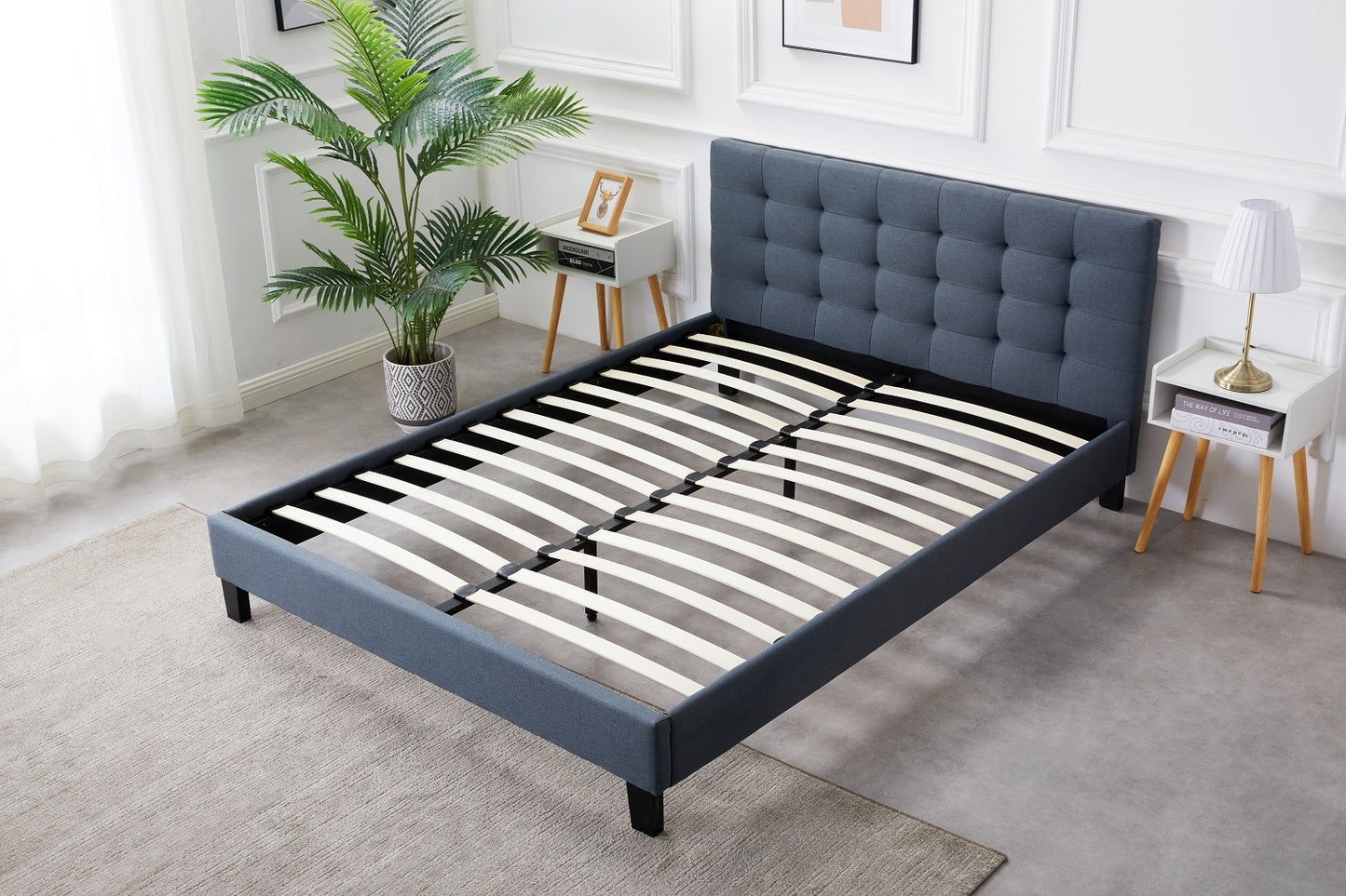 Fabric Bed Frame (Queen size, Charcoal color) CB03