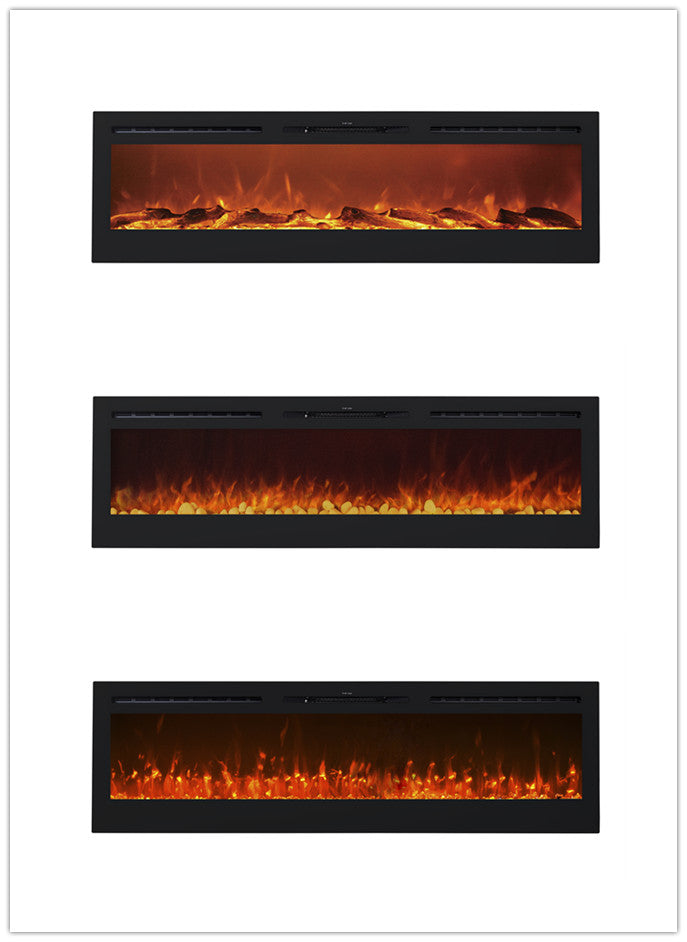 84" Black Built-in Recessed / Wall mounted Heater Electric Fireplace