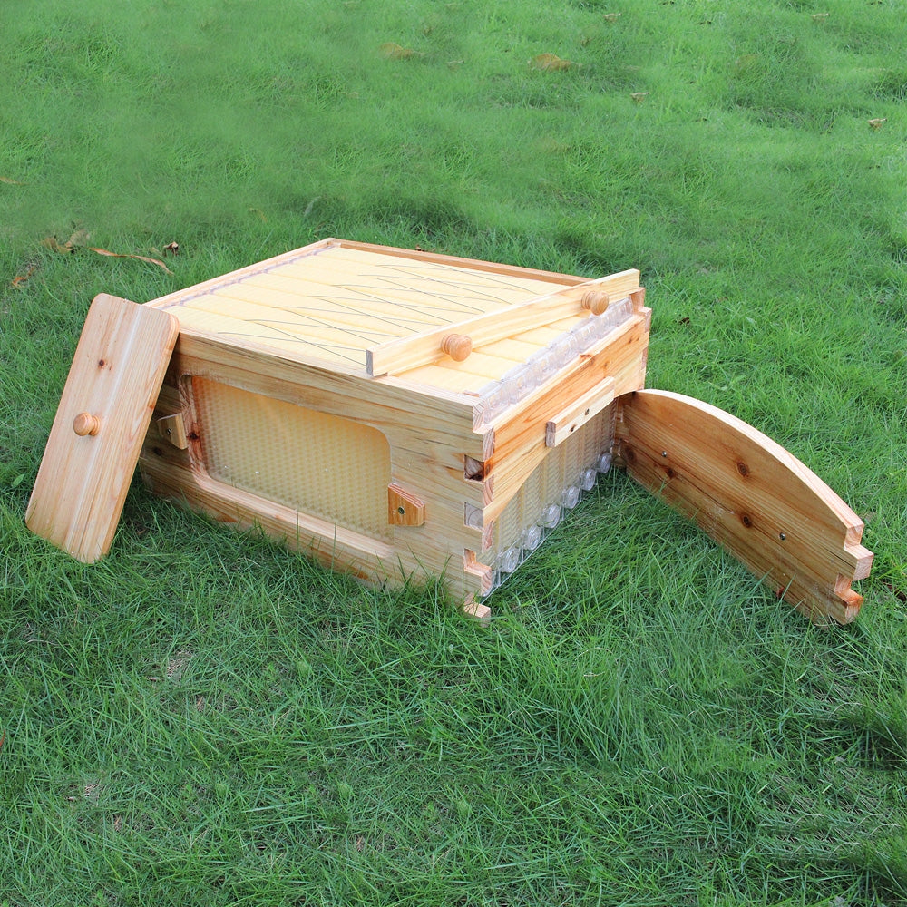 Wooden Auto Flow Beekeeping Beehive House Bee Comb Hive and 7 PCs Frames