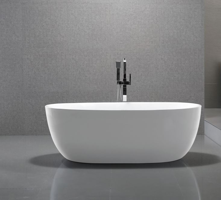 Bathroom Acrylic Free Standing Bath Tub 1500 x 890 x 580MM Freestanding Oval 8004
