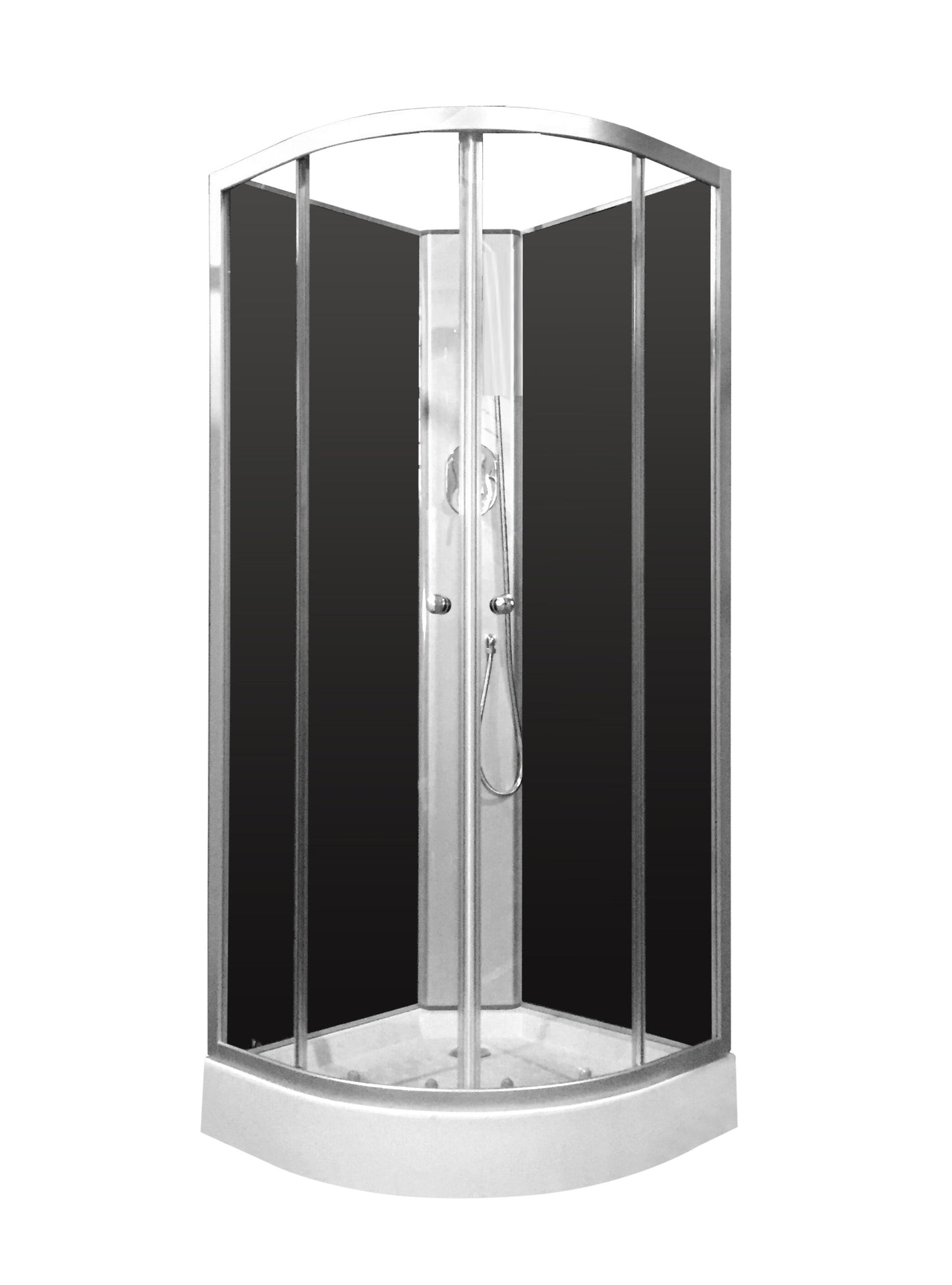 Shower Screen Cubicle Enclosure W/T Base Bathroom 1000x1000x2300mm Black Chrome 8227-3