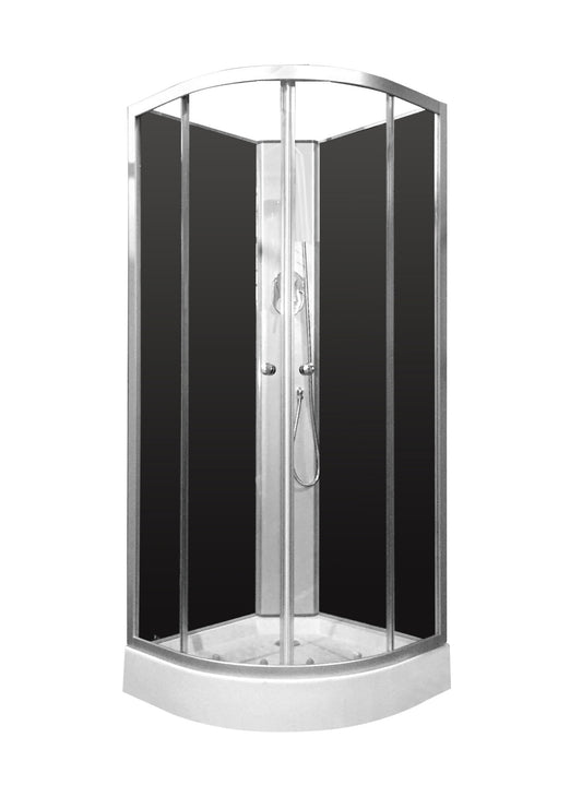 Pre-order Shower Screen Cubicle Enclosure W/T Base Bathroom 900x900x2300mm BLACK CHROME 8226-3