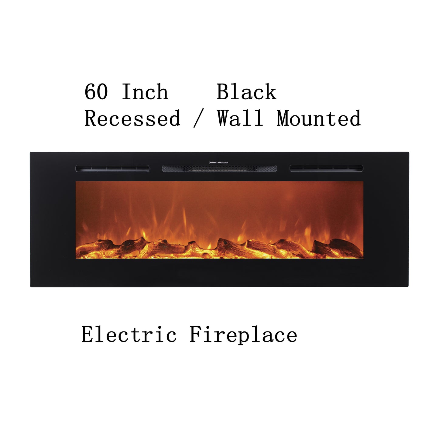 Victoria 60" Black Built-in Recessed / Wall mounted Heater Electric Fireplace