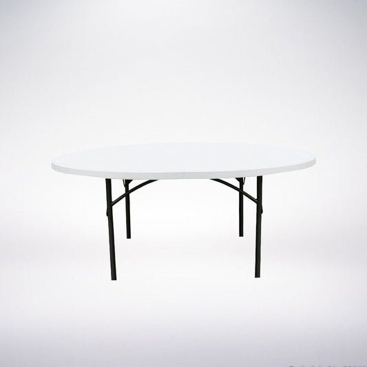 183cm Commercial Folding Round Table 74.5cm High White Granite
