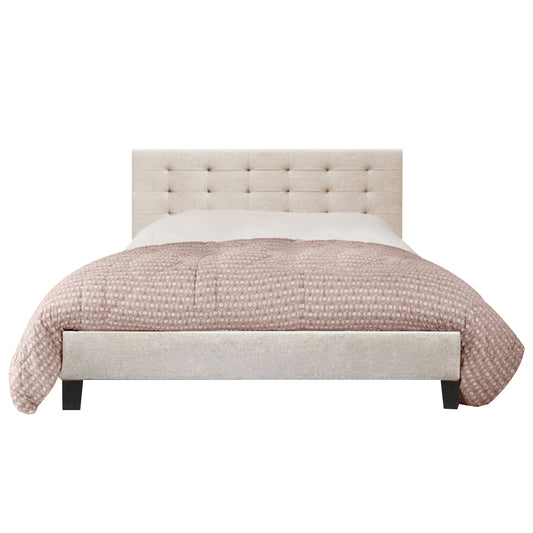 Fabric Bed Frame (Queen size, Beige color)