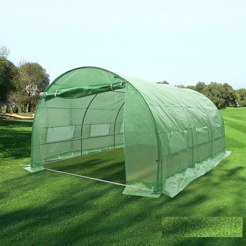 3x4.5m Heavy Duty 0.8x25mm Galvanised Frame Garden Shed PE Polytunnel Greenhouse