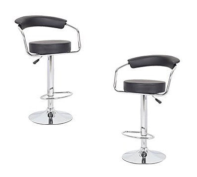 2x Black PU Leather Half-Moon Kitchen Bar Stools (AD)