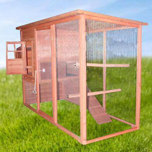 2.3M Weatherproof Chicken Coop Hen House Rabbit Hutch with Removable Tray Sliding Door 230x90x130(H)cm