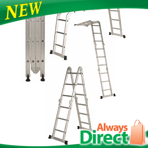 3.7M Adjustable Aluminium Extension Multi Purpose Ladder Holds 150kg