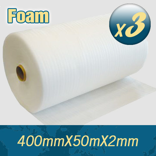 3 x Polyfoam Foam Wrap 400mm X 50m 2mm Thick