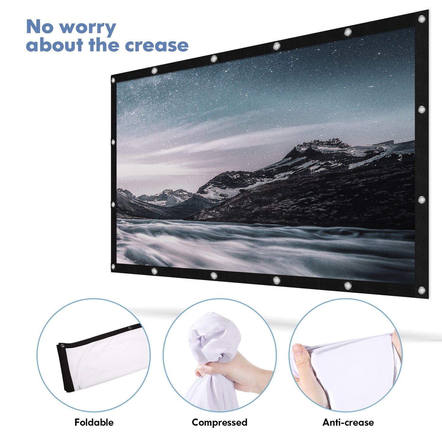 120" Projection Screen 16:9 HD Portable Folding Screen for Outdoor KTV Office 3D Home Theater