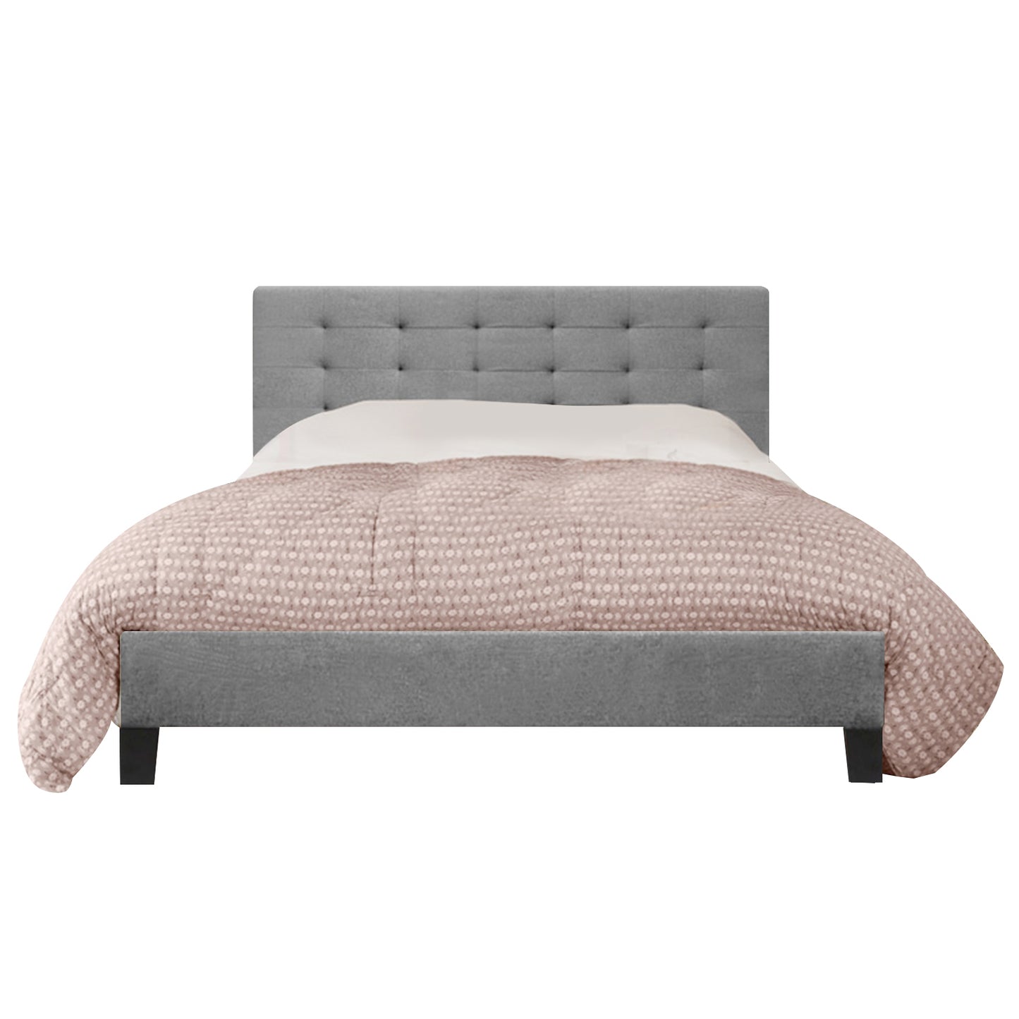 Fabric Bed Frame (Queen size, Grey color)