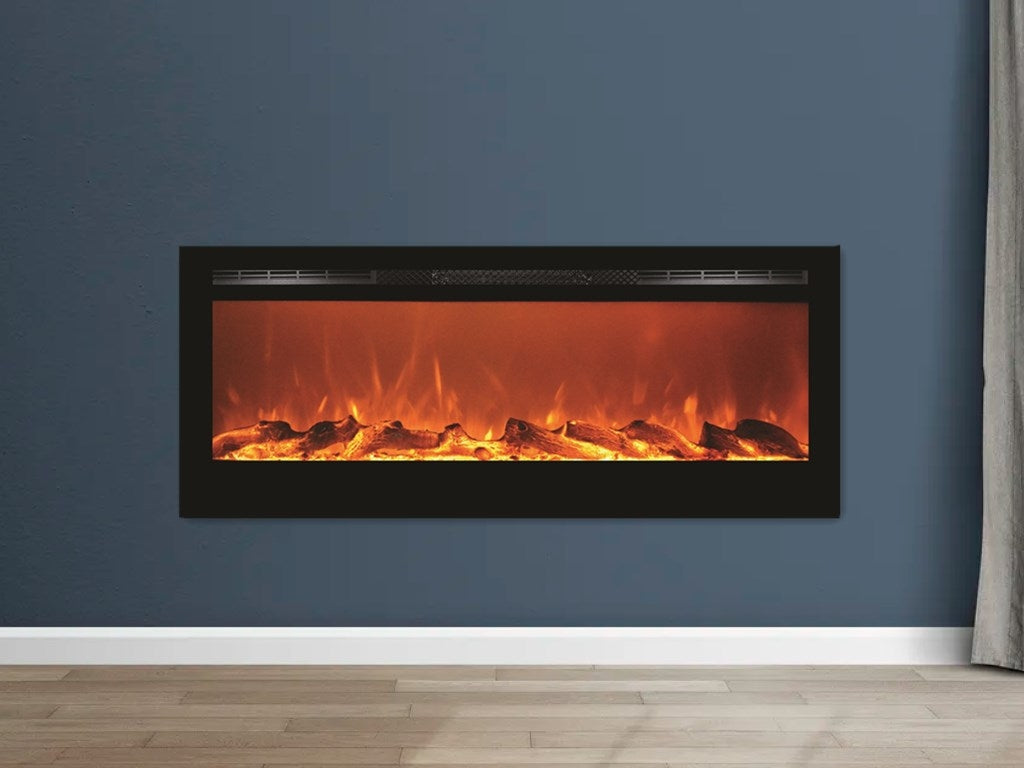 Victoria 65" Black Built-in Recessed / Wall mounted Heater Electric Fireplace