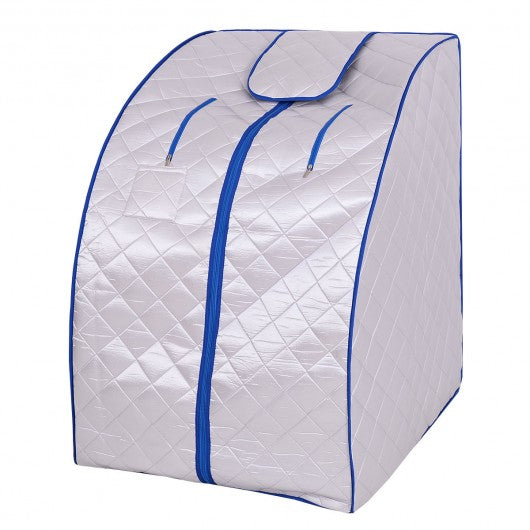 Portable Far Infrared One Person Home Sauna with Chair Foot Heating Pad 96cm Tall