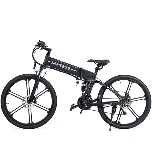 New Upgraded SAMEBIKE 26 Inch 500W Motor Aluminum Folding Electric Bike 48V 10Ah Battery Max 35 KPH BLACK