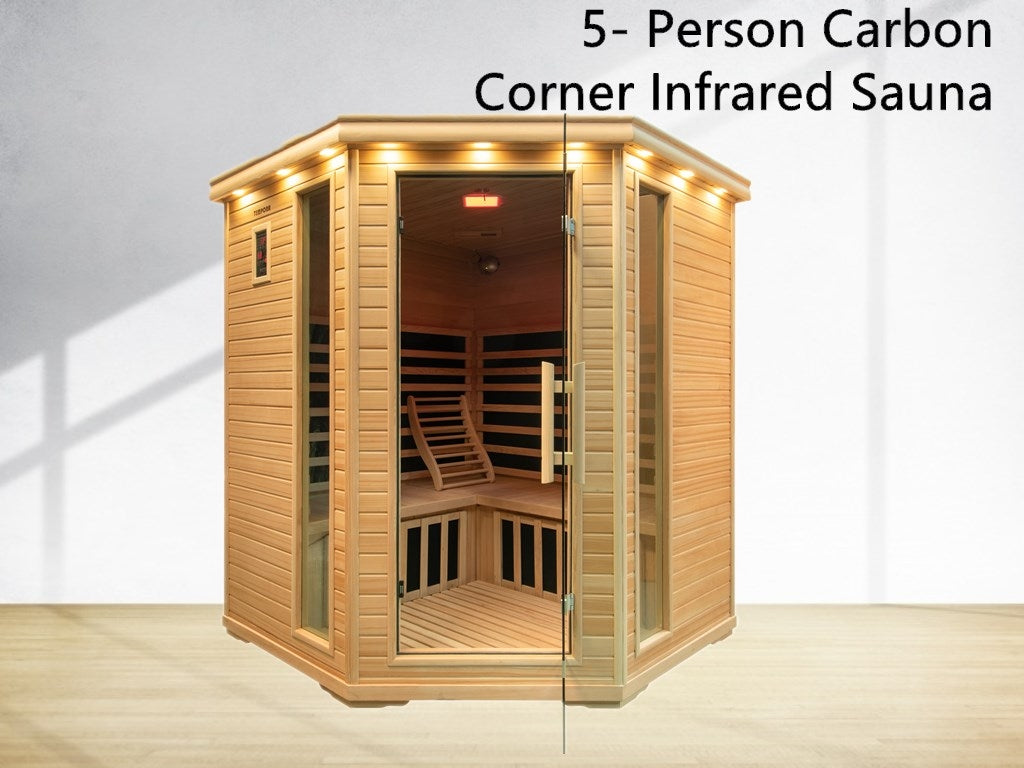 5-Person Luxury Indoor Carbon Fibre Corner Infrared Sauna 005C