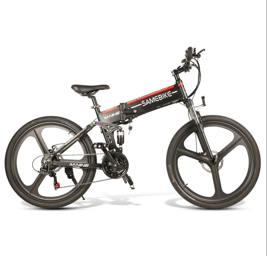 SAMEBIKE 26 Inch Aluminum Folding Electric Bike 350W Motor 10.4Ah Battery Max 30 KPH BLACK
