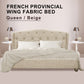 French Provincial Wing Fabric Bed Frame Queen Beige