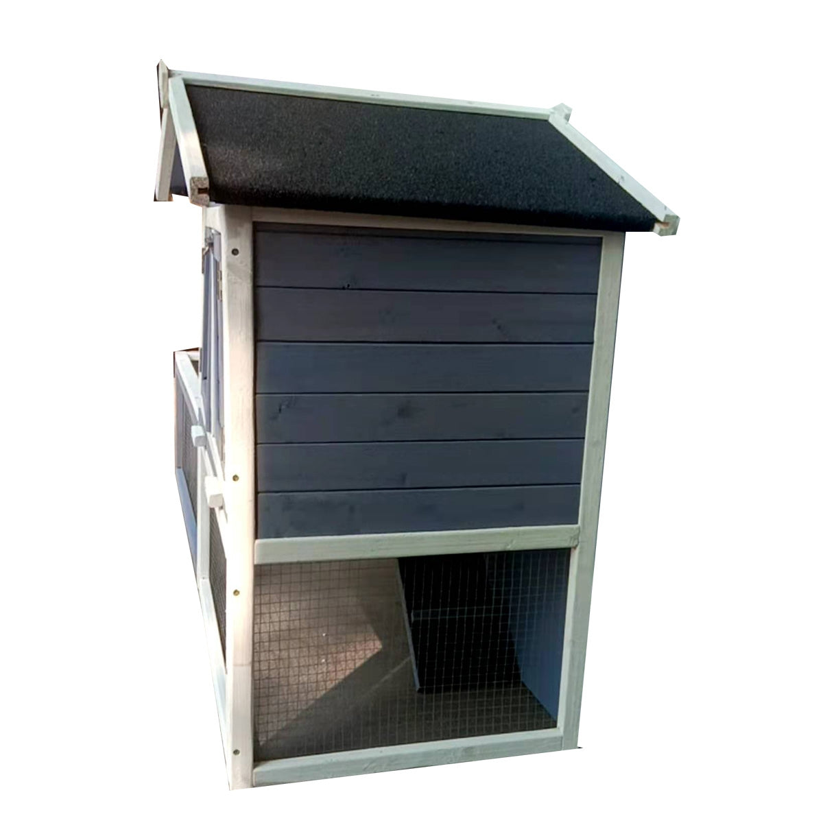 Rabbit Chicken Coop Guinea Pig Ferret Hen Hutch Cage House with Run 155x91x60cm